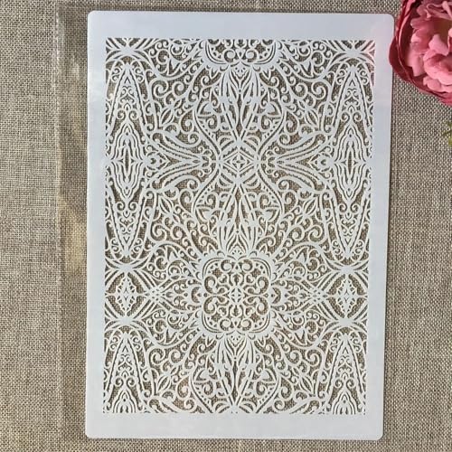 TIAMECH A4 Reusable Vintage Palace Texture Stencil for Painting - style: Palace Texture