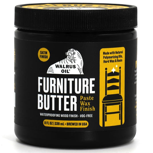 Walrus Oil - Furniture Butter, Paste Wax Wood Finish. 100% Natural, VOC-Free. 8 oz