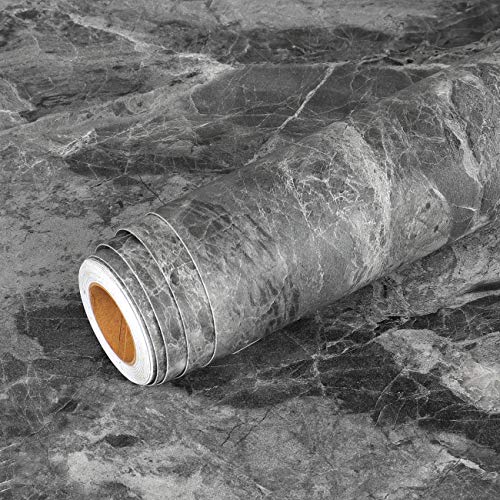 Livelynine Charcoal Concrete Wallpaper Peel and Stick Grey Contact Paper for Countertops Waterproof Kitchen Counter Top Covers Accent Wall Covering Cabinet Wallpaper Gray Marble Vinyl Wrap 15.8x78.8 - color: Concrete, size: 15.8" x 78.8"