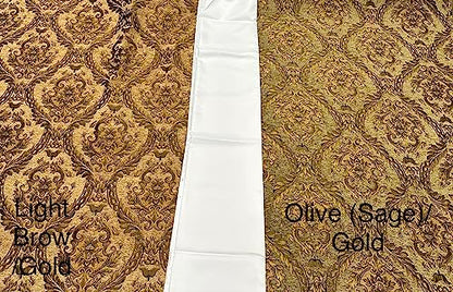 Damask Tapestry Chenille Fabric - Upholstery Fabric, 60" Width - Sold by The Yard (Light Brown/Gold) - color: Light Brown/Gold