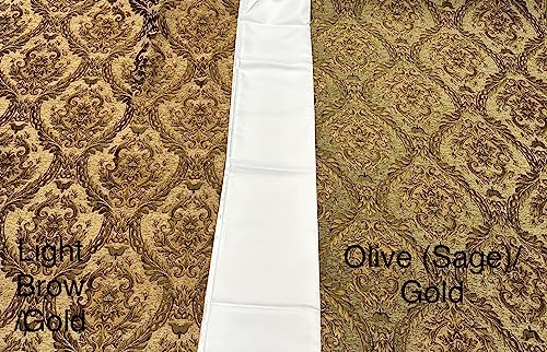 Damask Tapestry Chenille Fabric - Upholstery Fabric, 60" Width - Sold By The Yard (Olive(Sage)/Gold) - color: Olive(sage)/Gold