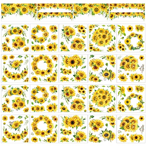 Frienda 24 Sheets Rub on Transfers for Crafts, Sunflower - style: Sunflower
