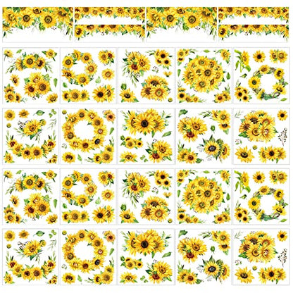 Frienda 24 Sheets Rub on Transfers for Crafts, Sunflower - style: Sunflower