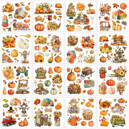 Fall Rub on Transfers for Crafts - 16 Sheets Pumpkin Gnome Rub on Transfers for Furniture Sunflower Maple Leaves Autumn Rub on Transfer Decal Sticker for Thanksgiving Wood DIY Craft Decor - style: Fall
