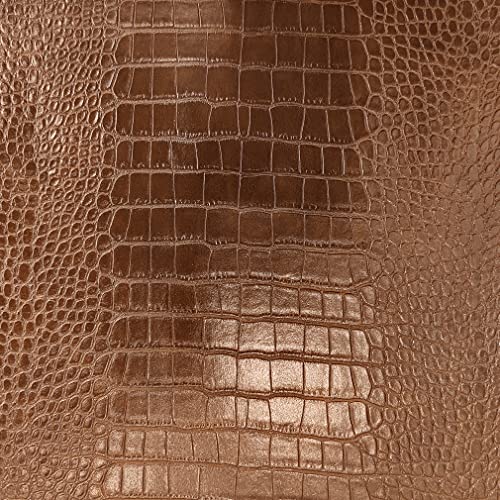 12" x 53" Glossy Embossed Crocodile Texture Faux Leather Roll Synthetic Leather Crafts Fabric for Wallets Keychains Handbags Making Sewing Crafts Material (Brown) - color: Brown