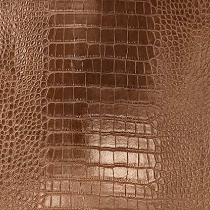 12" x 53" Glossy Embossed Crocodile Texture Faux Leather Roll Synthetic Leather Crafts Fabric for Wallets Keychains Handbags Making Sewing Crafts Material (Brown) - color: Brown