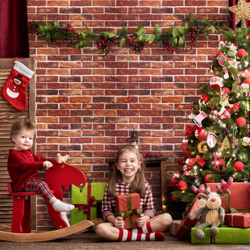 Abyssaly Brick Wallpaper Peel and Stick Red Bricks Wrapping Paper - color: Red, size: 17.7" x 511.8"