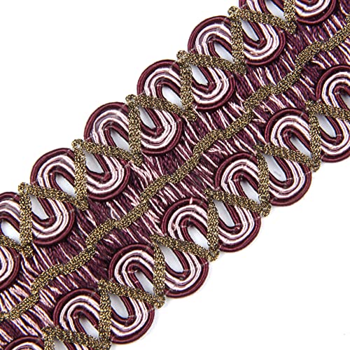 BEL AVENIR Braid Trim 2 inch 6.8 Yards Boho Style Woven Fabric Trim - color: Purple
