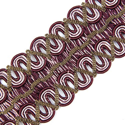 BEL AVENIR Braid Trim 2 inch 6.8 Yards Boho Style Woven Fabric Trim - color: Purple