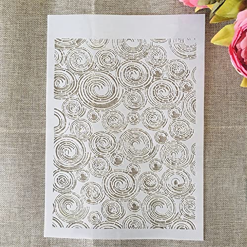 TIAMECH A4 Reusable Annual Ring Texture Stencil for Painting - style: Annual Ring