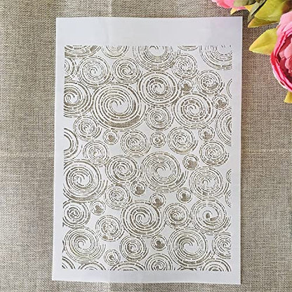 TIAMECH A4 Reusable Annual Ring Texture Stencil for Painting - style: Annual Ring