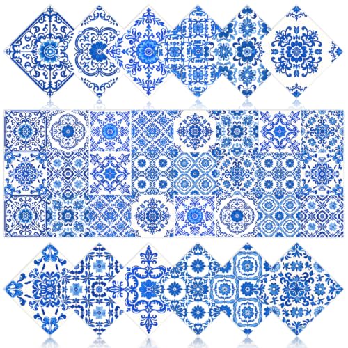 24Pcs Mexican Style PVC Peel and Stick Tile Stickers - color: Style E, size: 6x6 Inch