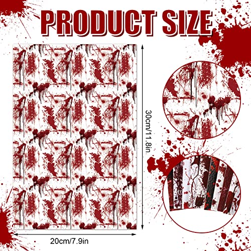 AnyDesign 10Pcs Halloween Theme Faux Leather Sheets Spooky Bloody Printed Synthetic Leathers Red White Black Scary Bloodstain Fabric Leathers for Halloween DIY Craft Earring Hair Bow Making, 8 x 12