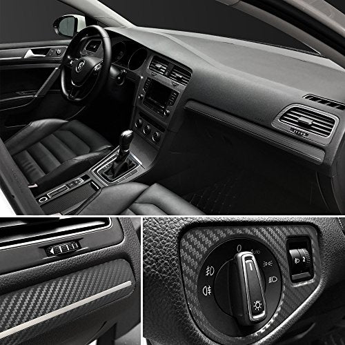 LZLRUN 3D Black Carbon Fiber Car Vinyl Wrap Self-Adhesive Film 3ft x 10ft - color: Black, size: 3ft x 10ft