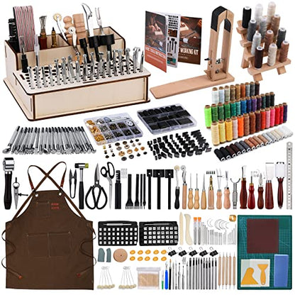 628 Pcs Leather Working Tools Kit, Leather Crafting Kit with Tools Supplies - size: 628 Pcs