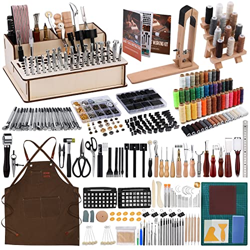 628 Pcs Leather Working Tools Kit, Leather Crafting Kit with Tools Supplies - size: 628 Pcs
