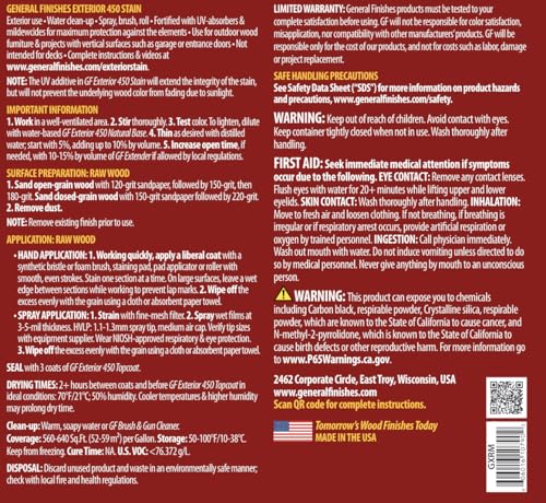 General Finishes Exterior 450 Water Based Wood Stain, 1 Gallon, Red Mahogany - color: Red Mahogany, size: 1 Gallon
