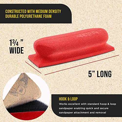 Dura-Gold Rectangle 5" x 1-3/4" Hand Sanding Block Base Handle, Hook & Loop