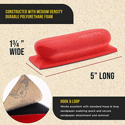 Dura-Gold Rectangle 5" x 1-3/4" Hand Sanding Block Base Handle, Hook & Loop