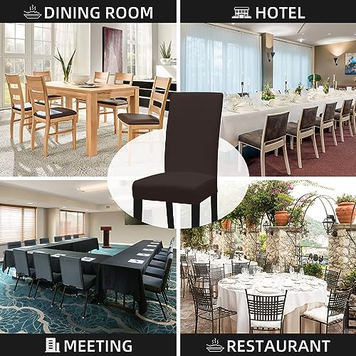 Easy-Going Dining Chair Covers Stretch Dining Room Chair Covers Set of 4, Parsons Chair Slipcovers for Dining Room, Ceremony, Banquet, Chocolate - color: Chocolate