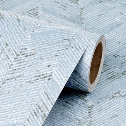 Livelynine 15.8x394 Blue Fabric Peel and Stick Wallpaper for Bathroom Waterproof Sticky Bedroom Wallpaper Accent Wall Covering Self Adhesive Linen Decorative Contact Paper for Cabinets Furniture Wrap - size: 15.8" x 394"