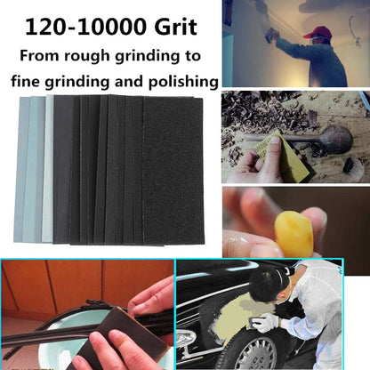 Ultra Fine Water Sandpaper.120 to 5000,7000,8000,10000 Assorted Grit-17pcs - size: 17PCS
