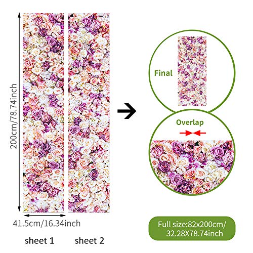 Nature Art Self Stick Vinyl Door Mural Sticker, Peel and Stick Removable Refrigerator Wrap Decal, Sweet Roses, 32.3x78.7, 2 Pcs Set - color: Sweet Roses