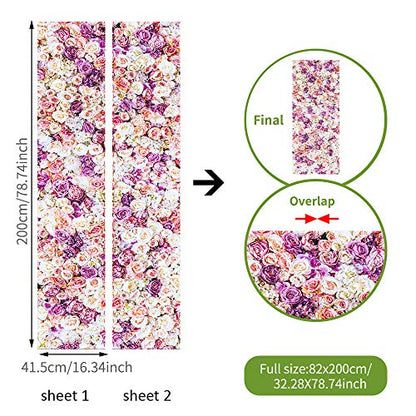 Nature Art Self Stick Vinyl Door Mural Sticker, Peel and Stick Removable Refrigerator Wrap Decal, Sweet Roses, 32.3x78.7, 2 Pcs Set - color: Sweet Roses