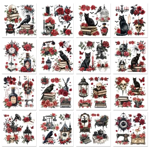 Halloween Rub on Transfers for Crafts and Furniture Gothic Rose Stickers - style: Gothic Rose