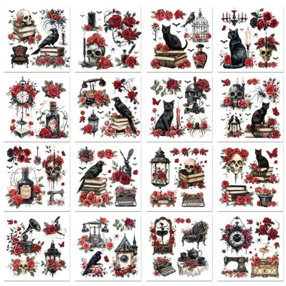 Halloween Rub on Transfers for Crafts and Furniture Gothic Rose Stickers - style: Gothic Rose