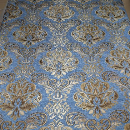 TinaKim Upholstery Fabric, Damask Chenille, for Recover Furniture Chairs Couch Material (Blue, 10 Yard) - color: Chenille Damask Blue, size: 10 yard pre cut