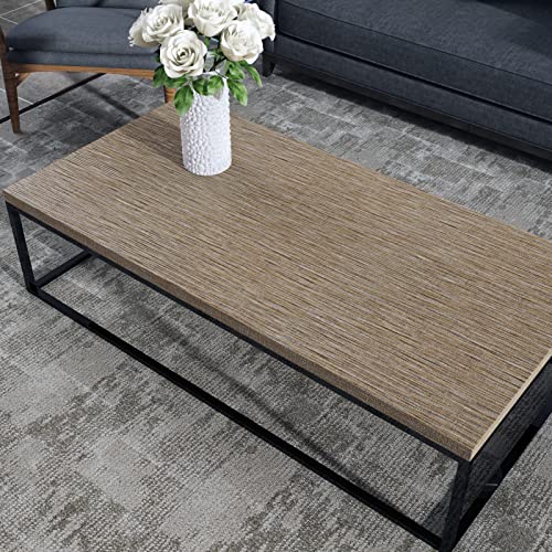 Decotalk Khaki Grasscloth Peel and Stick Wallpaper Textured 15.7x200 Inch - size: 15.7" x 200"