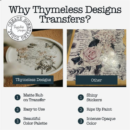 Rub on Transfers for Crafts and Furniture | 3 Design Sheets 6”x 12” | Home Decor | Decals | by Thymeless Designs (Memories of Paris) - style: Memories of Paris