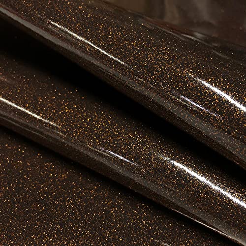 Sparkle Vinyl Fabric, Smooth Glitter Faux Leather Sheets, Shiny Material, Great for Upholstery Bag Making Hair Bows Clips Earrings DIY and Craft Projects - 1 Foot 12"x54" (Brown) - color: Brown, size: 1 Foot