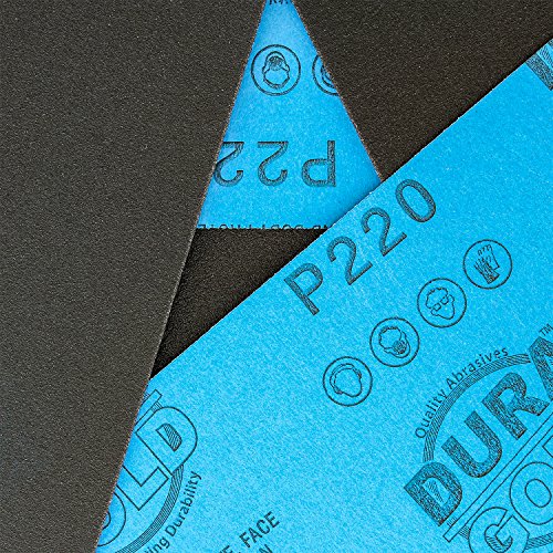 Dura-Gold 5-1/2" x 9" Wet or Dry Sandpaper Sheets, 220 Grit, Box of 25 - size: 220-Grit