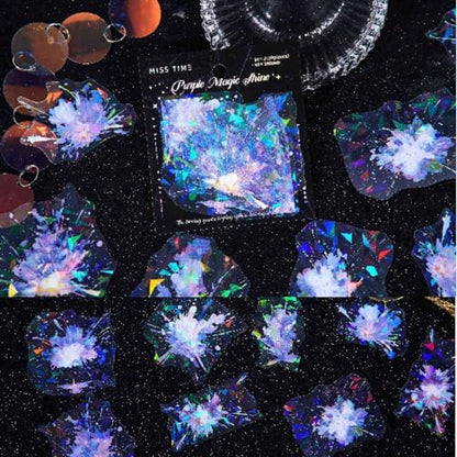120 Pcs Holographic Splatter PET Stickers for Scrapbooking - color: Blossom Sparks Series