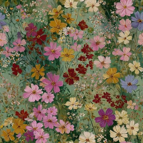 Wildflower Peel and Stick Wallpaper, Vintage Floral Garden Wallpaper - color: ML-M105, size: 17.7" x 118"