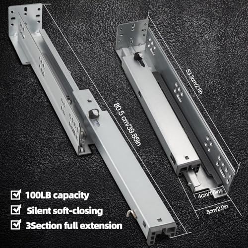 Undermount Drawer Slides HLC Undermount Soft Close Drawer Slides 15 inch 6 Pair Full Extension Concealed Drawer Rails with Mounting Screws,Locking Device and Brackets 80 lb Load Capacity - color: Silver, size: 15 Inch