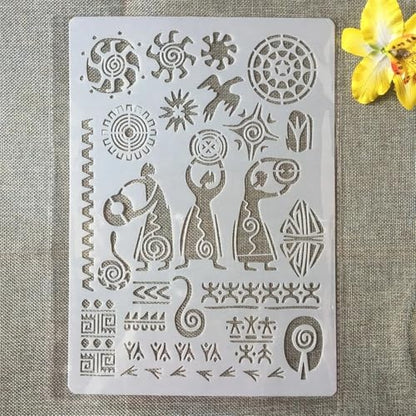 TIAMECH A4 Reusable Ancient Man Stencil for Painting - style: Ancient Man