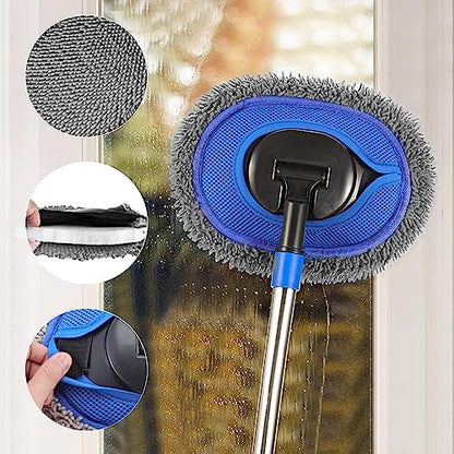 Wall Cleaner, Max 66'' Wall Mop with Long Handle, Ceiling Dust Mop with 15° Labor-Saving Elbow Extension Pole, Baseboard Duster Washer Scrubber, High Reach Window Cleaning Brush, Roof Cleaning Tool-GY - color: Gray