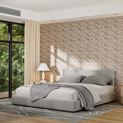 3D Wall Panels Peel and Stick Faux Foam Brick Wallpaper Covering - color: Retro brick rock, size: 40 Pcs