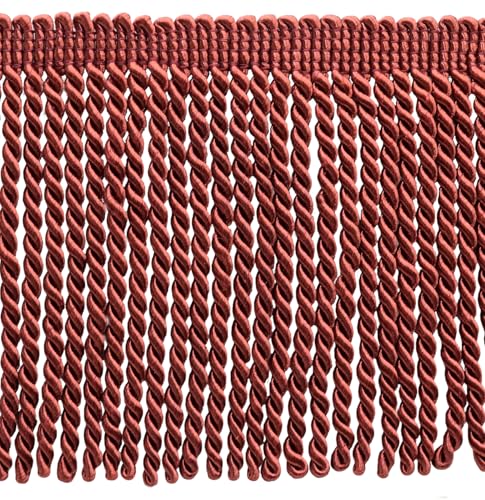DÉCOPRO 6" (15cm) Decorative Bullion Fringe Trim, Basic Collection, Traditional Satiny Finish # BFS6, Dark Rust Orange #K35 (Deep Coral) Sold By The Yard (36"/3 ft/0.9m) - color: Dark Rust Orange #K35 (Deep Coral), size: Sold By The Yard (36"/3 ft/0.9m)