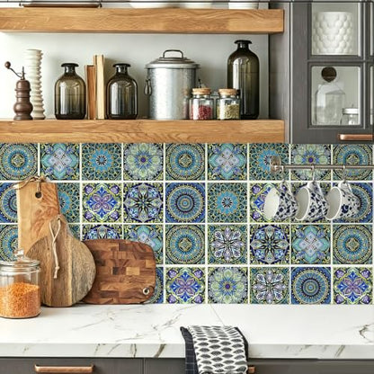Moroccan Wall Stickers Peel and Stick Backsplash for Kitchen,Stick on Tiles