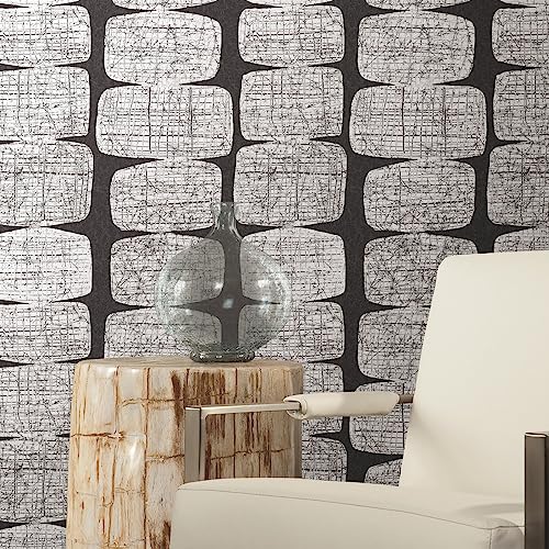 RoomMates Mid-Century Beads Peel and Stick Wallpaper - color: Black