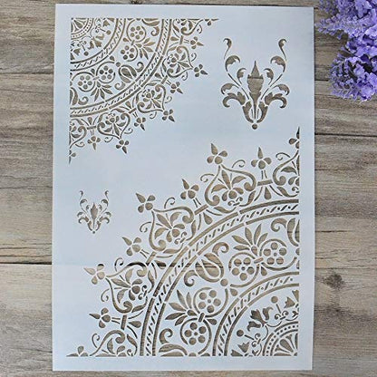 DIY Decorative Mandala Stencil Template for Painting on Walls Furniture Crafts, Mandala (A2 Size) - size: A2 Size