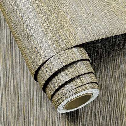 FunStick 24"x200" Grasscloth Peel and Stick Wallpaper Textured Brown Fabric Linen Wall Paper Roll Self Adhesive Removable Faux Grasscloth Contact Paper for Bathroom Bedroom Accent Wall Cabinet Drawers - color: Taupe Brown, size: 24" x 200"