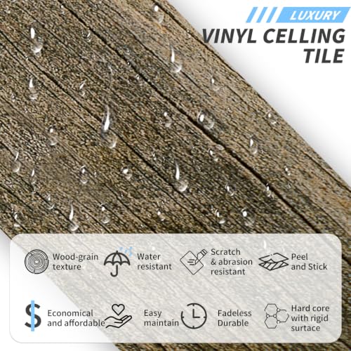 24 Pcs Peel and Stick Retro Wood Grain Pattern Vinyl Wall Stickers - style: JMBSDKCFT06