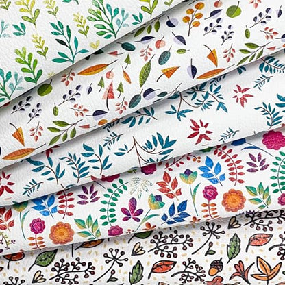 ONEART | 5 Pcs Printed Lychee Texture Faux Leather Sheets, 8"×12" Colorful Pattern PU Synthetic Leather Fabric for Earrings DIY Crafts Making-Leaf - color: Leaf