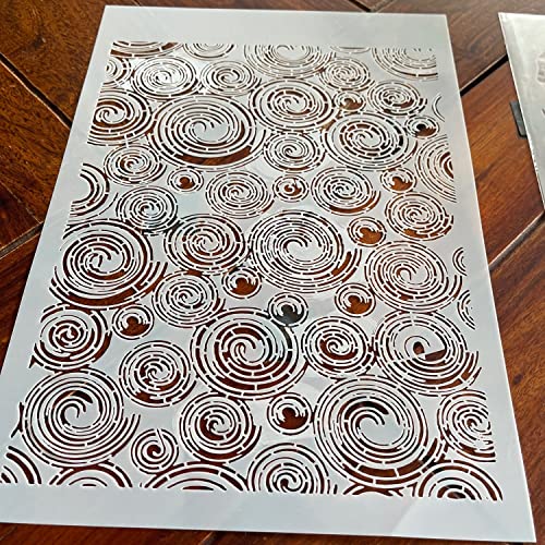 TIAMECH A4 Reusable Annual Ring Texture Stencil for Painting - style: Annual Ring