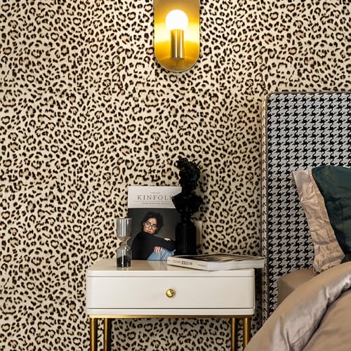 HueBurst Leopard Peel and Stick Wallpaper 17.3"x120" Cheetah Contact Paper Self Adhesive Brown Wallpaper Removable Waterproof Art DIY Wall Decor for Bedroom Living Room (14.4sq.ft.) - size: 17.3" x 120"